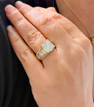 Load image into Gallery viewer, Cushion Cut And Round Cut Sides Diamond Engagement Ring IGI Certified 14k Solid Yellow Gold Hidden Halo Wedding Ring Bridal Ring 5.50 G-VS2
