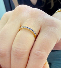 Load image into Gallery viewer, Round Cut Natural Sapphire Half Eternity Band Set In 14K Yellow Gold Wedding Band Anniversary Band Women's Bridal Sapphire Band Gift 0.25ctw
