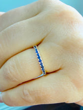 Load image into Gallery viewer, Round Cut Natural Sapphire Half Eternity Band Set In 14K Yellow Gold Wedding Band Anniversary Band Women's Bridal Sapphire Band Gift 0.25ctw
