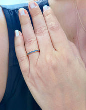 Load image into Gallery viewer, Round Cut Natural Sapphire Half Eternity Band Set In 14K Yellow Gold Wedding Band Anniversary Band Women's Bridal Sapphire Band Gift 0.25ctw

