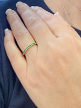 Load image into Gallery viewer, Round Cut Natural Emeralds Half Eternity Band Set In 14K Yellow Gold Wedding Band Anniversary Band Women's Bridal Sapphire Band Gift 0.25ctw
