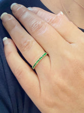 Load image into Gallery viewer, Round Cut Natural Emeralds Half Eternity Band Set In 14K Yellow Gold Wedding Band Anniversary Band Women's Bridal Sapphire Band Gift 0.25ctw
