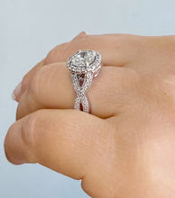 Load image into Gallery viewer, Round Cut Moissanite Engagement Ring Halo Style Wedding Ring Prong Set Design Bridal Ring In 14k Solid White Gold Twisted Shank 1.70ctw
