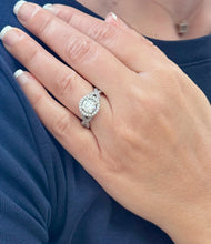 Load image into Gallery viewer, Round Cut Moissanite Engagement Ring Halo Style Wedding Ring Prong Set Design Bridal Ring In 14k Solid White Gold Twisted Shank 1.70ctw
