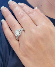 Load image into Gallery viewer, Round Cut Moissanite Engagement Ring Halo Style Wedding Ring Prong Set Design Bridal Ring In 14k Solid White Gold Twisted Shank 1.70ctw
