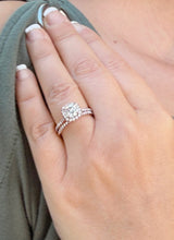 Load image into Gallery viewer, Cushion Cut Moissanite and Round Cut Sides Engagement Ring And Matching Band In 14K Rose Gold Wedding Set Halo Style Bridal Set 1.60ctw
