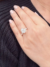 Load image into Gallery viewer, Oval Shape Moissanite And Round Cut Sides Engagement Ring Prong Set In 14k Solid Yellow Gold Wedding Bridal Ring Hidden Halo Style 4.00ctw
