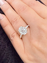 Load image into Gallery viewer, Oval Shape Moissanite And Round Cut Sides Engagement Ring Prong Set In 14k Solid Yellow Gold Wedding Bridal Ring Hidden Halo Style 4.00ctw

