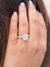 Load image into Gallery viewer, Oval Shape Moissanite And Round Cut Sides Engagement Ring Prong Set In 14k Solid Yellow Gold Wedding Bridal Ring Hidden Halo Style 4.00ctw

