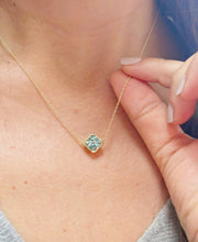 Load image into Gallery viewer, Natural Square Aquamarine Bezel Set Solitaire Necklace Minimalist Dainty 14k Solid Yellow Gold Chain Pendant Bridal Anniversary Gift 2.00ct

