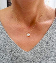 Load image into Gallery viewer, Round Cut Moissanite Pendant And Chain Solitaire Minimalist Dainty Style 14k Yellow Gold Necklace And Chain Wedding Gift For Her 2.00ct
