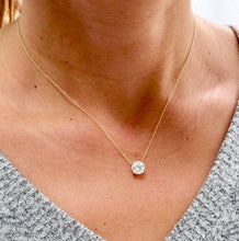 Load image into Gallery viewer, Round Cut Moissanite Pendant And Chain Solitaire Minimalist Dainty Style 14k Yellow Gold Necklace And Chain Wedding Gift For Her 2.00ct
