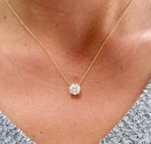 Load image into Gallery viewer, Round Cut Moissanite Pendant And Chain Solitaire Minimalist Dainty Style 14k Yellow Gold Necklace And Chain Wedding Gift For Her 2.00ct
