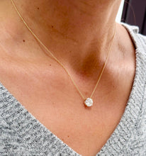 Load image into Gallery viewer, Round Cut Moissanite Pendant And Chain Solitaire Minimalist Dainty Style 14k Yellow Gold Necklace And Chain Wedding Gift For Her 2.00ct
