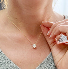 Load image into Gallery viewer, Round Cut Moissanite Pendant And Chain Solitaire Minimalist Dainty Style 14k Yellow Gold Necklace And Chain Wedding Gift For Her 2.00ct
