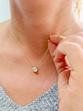 Load image into Gallery viewer, Round Cut Moissanite Pendant And Chain Solitaire Minimalist Dainty Style 14k Yellow Gold Necklace And Chain Wedding Gift For Her 2.00ct
