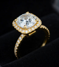 Load image into Gallery viewer, Round Cut Moissanite Engagement Ring Set In 14k Solid Yellow Gold Bridal Ring Halo Style Bridal Wedding Ring 2.50ctw
