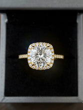 Load image into Gallery viewer, Round Cut Moissanite Engagement Ring Set In 14k Solid Yellow Gold Bridal Ring Halo Style Bridal Wedding Ring 2.50ctw
