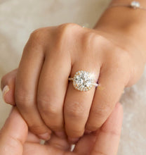 Load image into Gallery viewer, Round Cut Moissanite Engagement Ring Set In 14k Solid Yellow Gold Bridal Ring Halo Style Bridal Wedding Ring 2.50ctw
