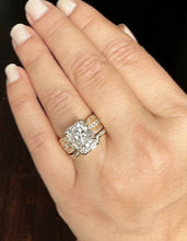 Load image into Gallery viewer, Radiant Cut Moissanite And Round Cut Sides Engagement Ring And Matching Band Set In 14k Solid And Heavy Yellow Gold Wedding set 6.25ctw
