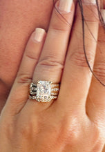 Load image into Gallery viewer, Radiant Cut Moissanite And Round Cut Sides Engagement Ring And Matching Band Set In 14k Solid And Heavy Yellow Gold Wedding set 6.25ctw

