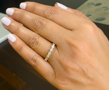 Load image into Gallery viewer, Round Cut Moissanites Band Half Eternity Anniversary Band Antique Filigree Style Engagement Band 14k Yellow Gold Ring Wedding Band 0.35ctw
