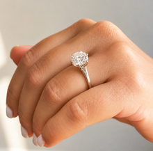 Load image into Gallery viewer, Round Cut Diamond Engagement Ring Crown Prong Style Solitaire IGI Certified Split Shank 14k Solid White Gold Wedding Bridal Ring 3.00ct
