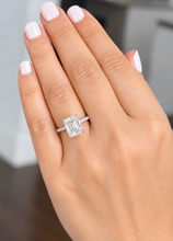 Load image into Gallery viewer, Emerald Cut Moissanite And Round Cut Sides Engagement Ring Set In 14k Yellow Gold Wedding Ring Bridal propose Ring 5.25ctw
