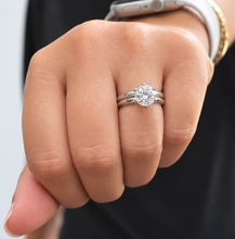 Load image into Gallery viewer, Solitaire Round Cut Moissanite Engagement Ring And Matching Band Set Wedding Set Six Prong Setting 7.50mm 14K Solid White Gold 1.50ct
