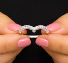 Load image into Gallery viewer, Round Cut Cvd Diamonds Band Anniversary V Shape Bridal Filigree Style Half Eternity Stackable Matching Band For Her 14k White Gold 0.70ctw
