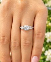 Load image into Gallery viewer, Round Cut And Pear Shape Sides Diamond Engagement Ring IGI Certified 14k Solid White Gold Bridal Wedding Ring 1.40ctw F-VS2
