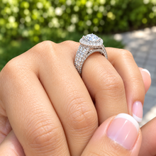 Load image into Gallery viewer, Pear Shape Center And Round Cut Sides Diamond Engagement Ring Halo Ring Wedding Bridal Ring IGI Certified 14k Solid White Gold 4.40ctw G-VS2
