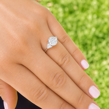 Load image into Gallery viewer, Oval Shape And Trillion Cut IGI Certified Diamond Engagement Ring Three Stone Style Wedding Ring In 14K White Gold Bridal Ring 2.60ctw
