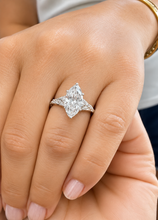 Load image into Gallery viewer, Marquise Cut Diamond Engagement Ring Set In IGI Certified 14k Solid White Gold Antique Filigree Style Wedding Bridal Ring 3.00ct
