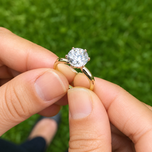 Load image into Gallery viewer, Round Cut Moissanite Engagement Ring Solitaire Six Prong Set Minimalist 14k Solid Yellow Gold Bridal Ring For Her Women's Wedding Set 3.00ct
