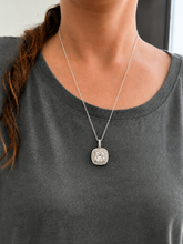 Load image into Gallery viewer, Cushion Cut IGI Certified And Round Cut Side Diamond Pendant And Chain Double Halo Style 14k White Gold Necklace And Chain Wedding Gift 2.50
