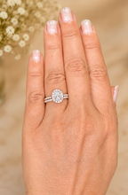 Load image into Gallery viewer, Oval Shape And Round Cut Sides Diamonds Engagement Ring And Matching Band Set Halo Style Bridal Set IGI Certified 14k Solid Rose Gold 2.00
