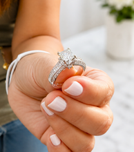 Load image into Gallery viewer, Princess Cut Center And Round Cut Sides Diamond Engagement Ring Prong Set Wedding Bridal Ring IGI Certified 14k White Gold 2.50ctw
