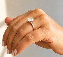 Load image into Gallery viewer, Round Cut Diamond Engagement Ring Crown Prong Style Solitaire IGI Certified Split Shank 14k Solid White Gold Wedding Bridal Ring 3.00ct
