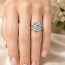 Load image into Gallery viewer, Round Cut Diamond Engagement Ring Halo Style Bridal Wedding Ring Split Shank IGI Certified Double Halo Bridal 14k Solid White Gold 3.00ctw

