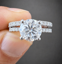 Load image into Gallery viewer, GIA Certified Natural Round Cut Diamond Engagement Ring And Matching Band Wedding Set 14k Solid White Gold Inner Halo Bridal Set 1.70ctw
