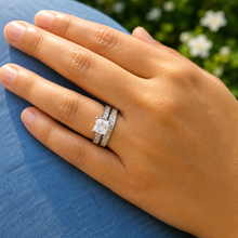 Load image into Gallery viewer, IGI Certified Princess Cut Diamond Engagement Ring and Matching Band Bridal Set 14k Solid and Heavy White Gold Wedding Set 2.85ct F-VS2
