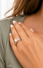 Load image into Gallery viewer, Princess Cut Center And Round Cut Sides Diamond Engagement Ring Prong Set Wedding Bridal Ring IGI Certified 14k White Gold 2.50ctw
