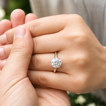Load image into Gallery viewer, Round Cut Moissanite Engagement Ring Solitaire Six Prong Set Minimalist 14k Solid Yellow Gold Bridal Ring For Her Women's Wedding Set 3.00ct
