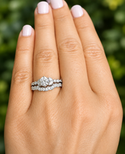Load image into Gallery viewer, Round Cut Moissanite Engagement Ring And Matching Band Antique Design Wedding Ring And Band Bridal Set In 14k Solid White Gold 1.35ctw
