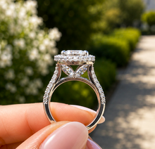 Load image into Gallery viewer, Round Cut Diamond Engagement Ring IGI Certified 14k Solid White Gold Halo Wedding ring Split shank Bridal Ring 5.70ct G-VS2
