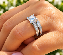 Load image into Gallery viewer, GIA Certified Round Cut Natural Diamonds Engagement Ring And Matching Band Bridal Wedding Set In 14k Solid White Gold 3.00ctw

