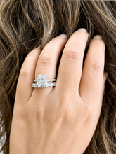 Load image into Gallery viewer, Elongated Cushion Cut And Round Cut Sides Diamond Engagement Ring And Matching Band IGI Certified 14K Solid Whie Gold Wedding Ring 5.00ctw
