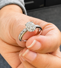 Load image into Gallery viewer, Oval Shape Moissanite And Round Cut Sides Engagement Ring And Matching Band 14k Solid White Gold Bridal Ring Solitaire Wedding Ring 3.15ctw
