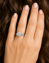Load image into Gallery viewer, Solitaire Round Cut Moissanite Engagement Ring And Matching Band Set Wedding Set Six Prong Setting 7.50mm 14K Solid White Gold 1.50ct
